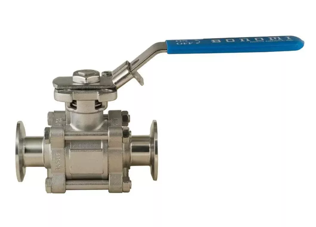 1-1/2" Bonomi 771 - Sanitary Ball Valve, 3-Piece, Stainless Steel, Full Port, Tri-Clamp, Cavity Filled, Manually Operated