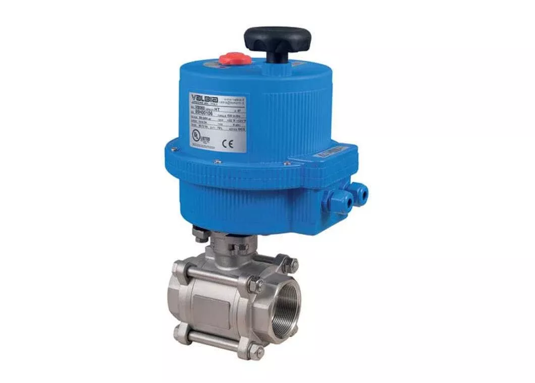 1-1/2" Bonomi 8E0720-00 3 Piece, 2-Way, Stainless Steel, Full Port, FNPT Threaded, Ball Valve with Electric Actuator.