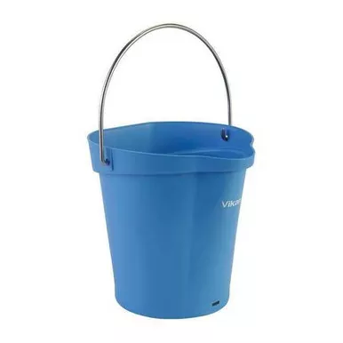 1 1-2 gal Round Bucket, 9 19-32 in Dia, Blue, Polypropylene-Stainless Steel56883