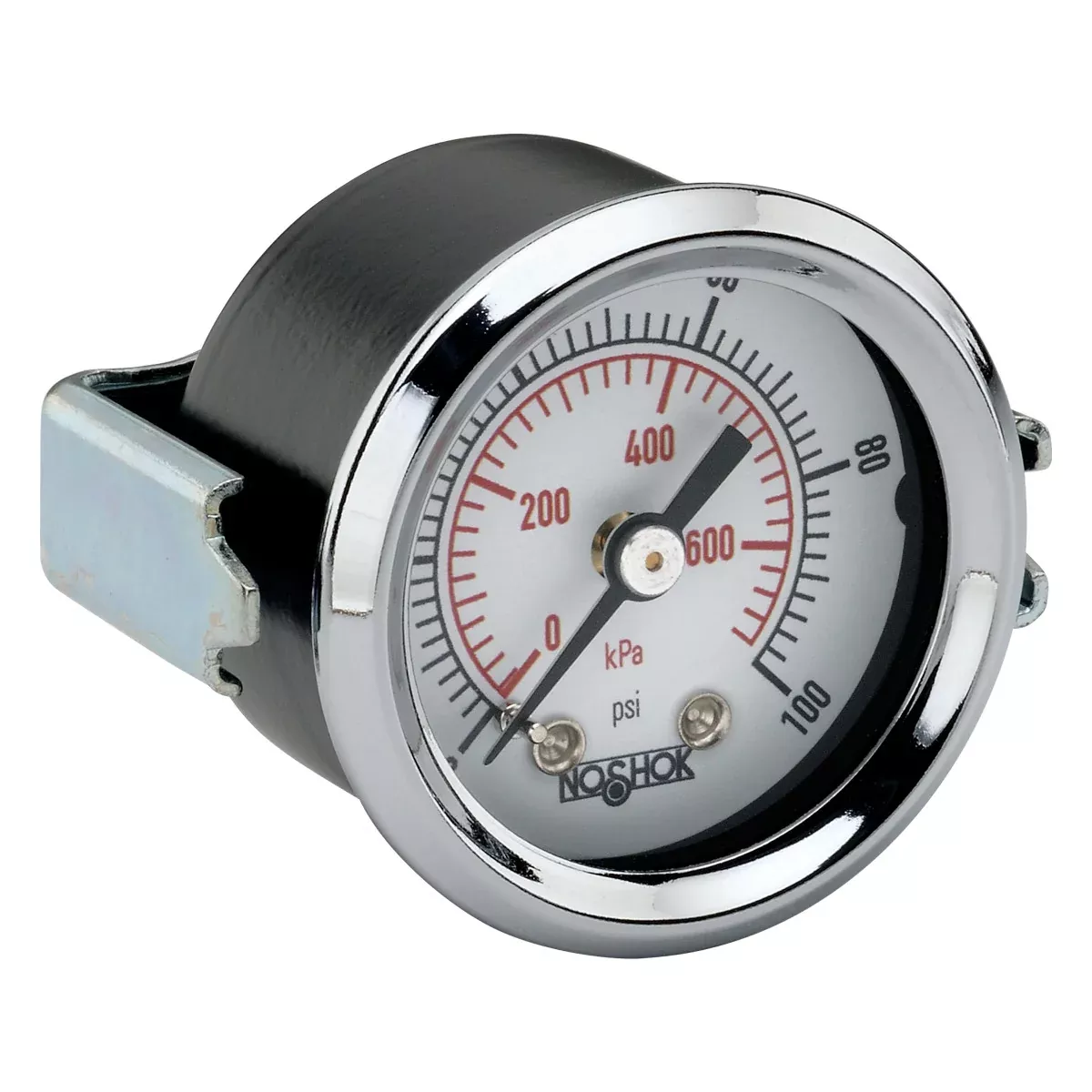 1-1/2" NOSHOK 100 Series Pressure Gauge, Back Connection - Steel Panel Mount Case