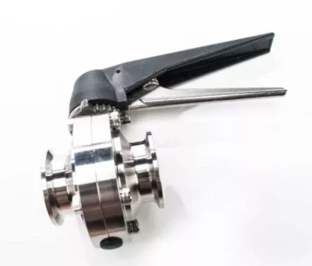 1-1/2" Sanitary Solutions SSBFVPE-1.5-304, Clamp Butterfly Valve, Black Plastic Handle- EPDM Seat