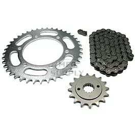 Kawasaki Ninja 500 and 500R Chain and Sprocket Set for 1994-2009.