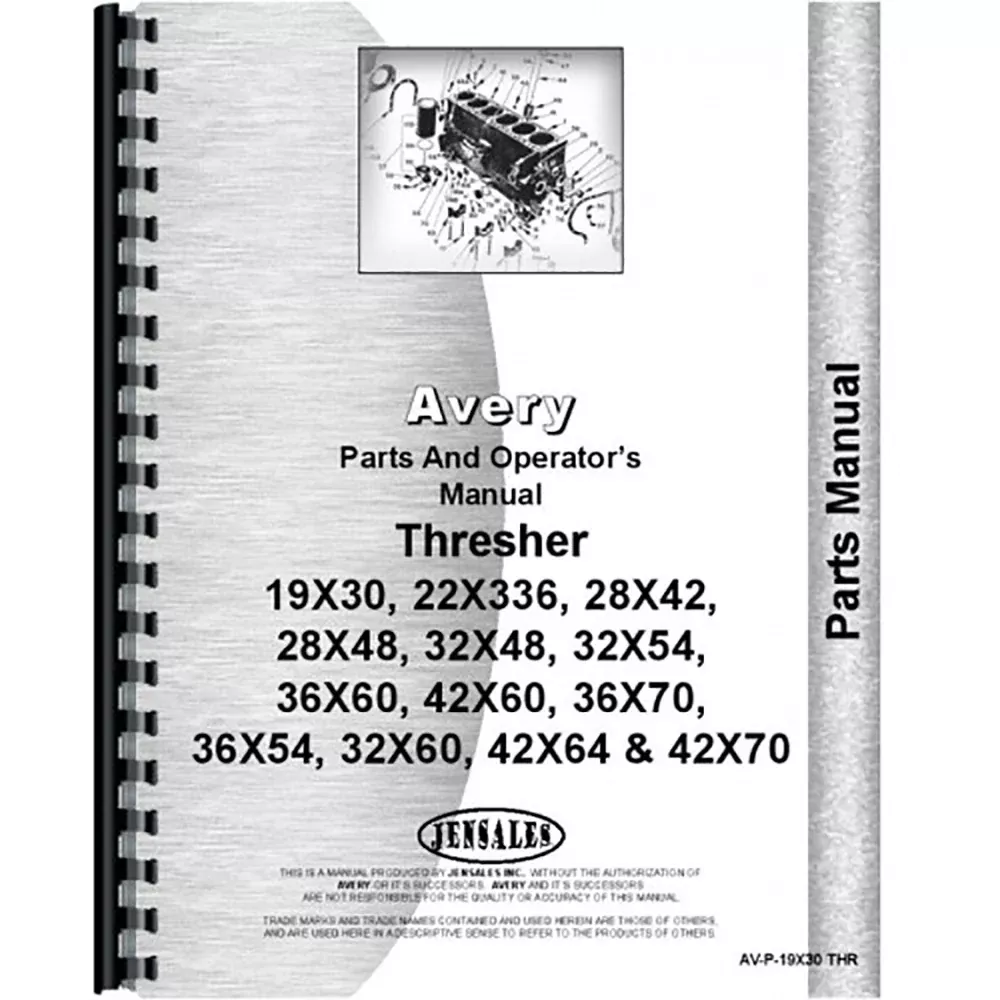 Parts Manual for Avery 36 x 60 Tractor