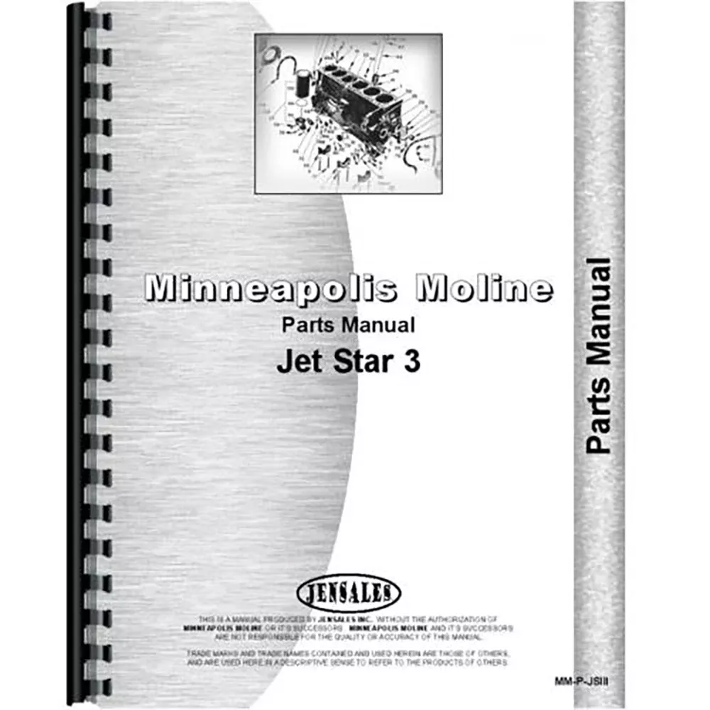 Parts Manual Made for Minneapolis Moline Tractor Model Jet Star III