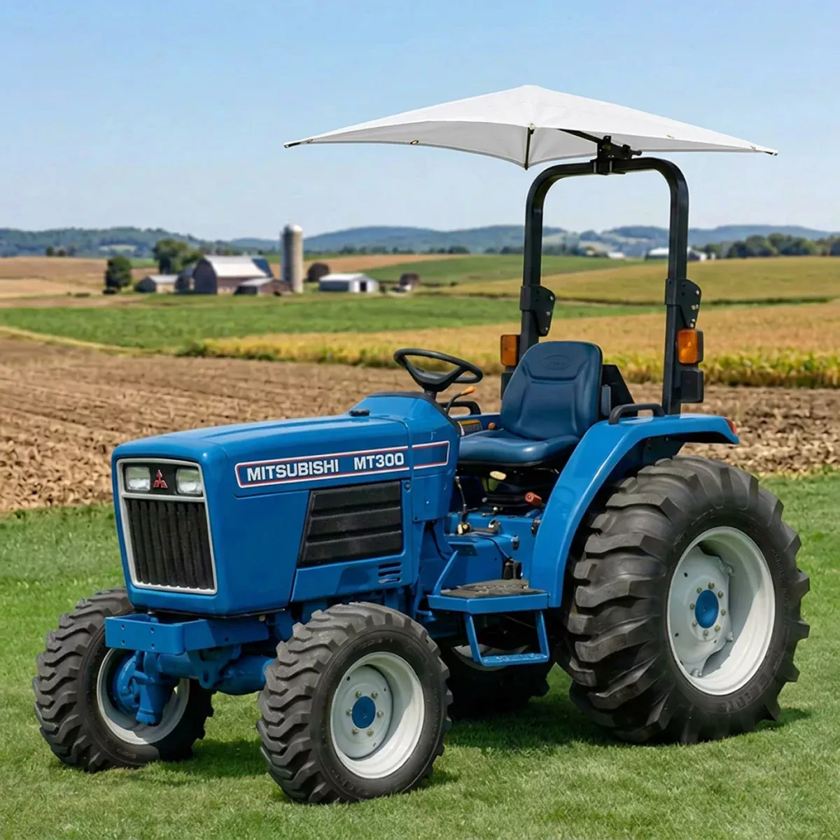 Sun-Smart Deluxe Tractor Umbrella Kit - ROPS Mount, White
