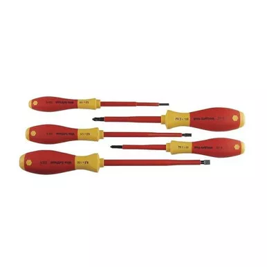 Wiha Insulated Screwdriver Set,Slotted-Phillips,5 pcs 32091