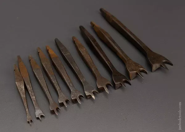 Working Set of 10 - 19th Century Center Bits for Bit Brace - 106325