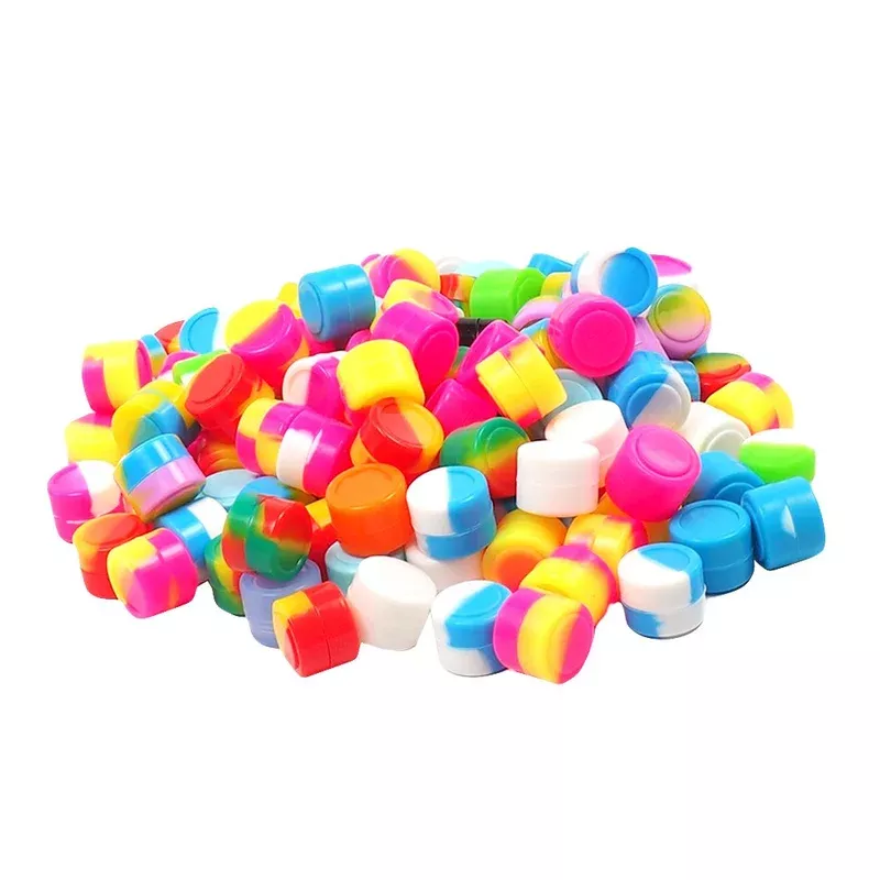 YHSWE 200Pcs 2ml Non-stick Silicone Oil Kitchen Concentrate Container Mini Round Multi Use Storage Jar Assorted Random Color