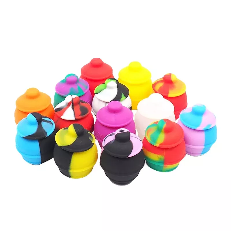 YHSWE 6Pcs 35ml Honey Pots Silicone Wax Container Non stick Storage Oil Jar Multi Color Randomly